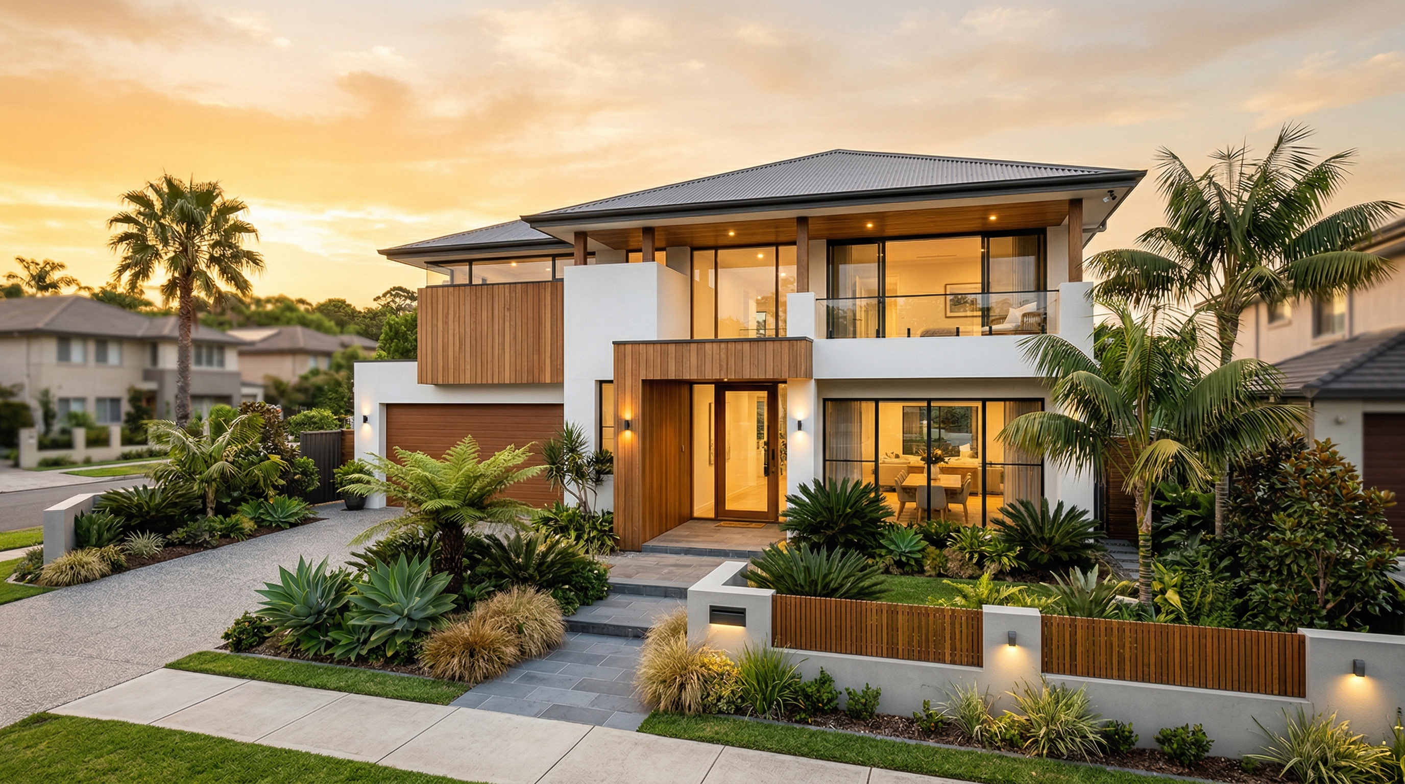 Renovated Sydney home at golden hour
